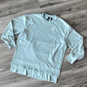 Adidas Oversized 3-Stripes Split Hem Crew Sweatshirt Mint Size S